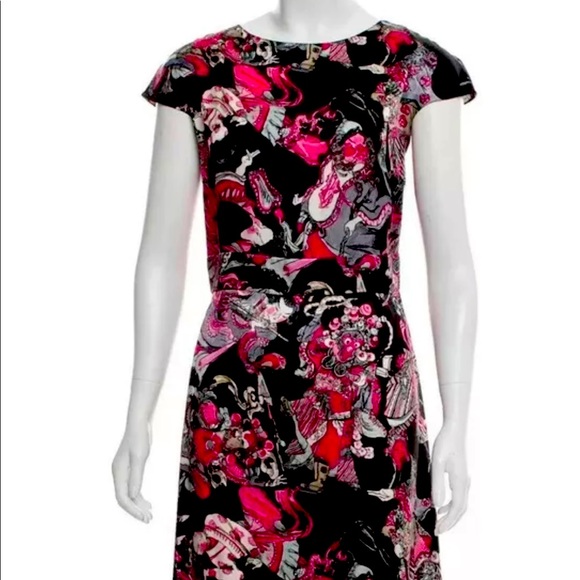 CHANEL Kabuki Printed Silk Dress Size 8 - Picture 1 of 10